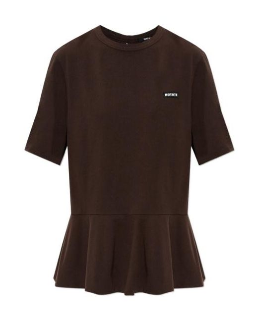 ROTATE BIRGER CHRISTENSEN Brown Peplum T-Shirt