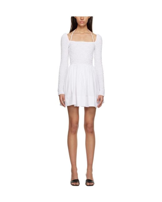 Staud White Plain Jersey Stretch Dress