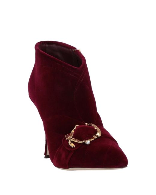 Dolce & Gabbana Red Velvet Ankle Boots