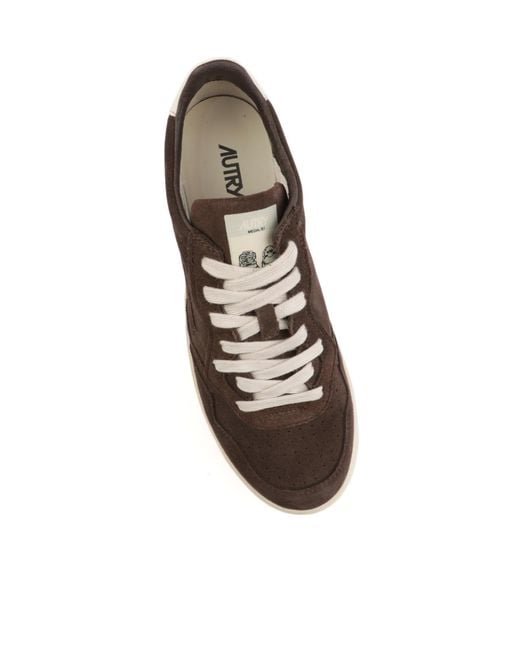 Autry Brown Logo Embossed Lace-Up Sneakers for men