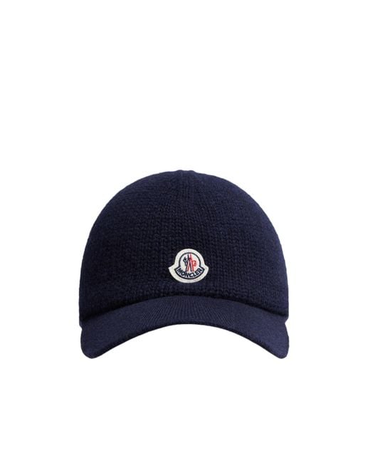 Moncler Blue Logo Patch Knitted Baseball Cap
