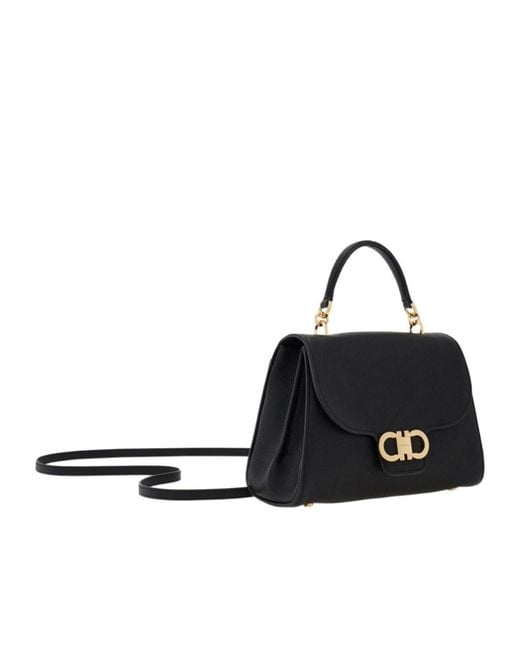 Ferragamo Black Double Gancini Top Handle (S)