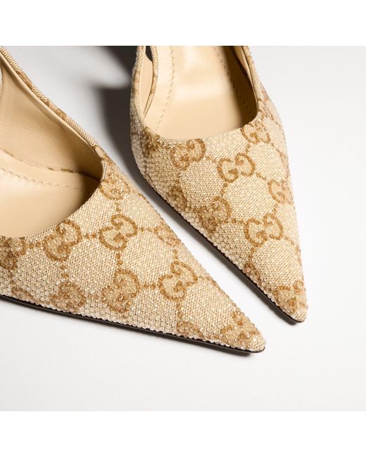 Gucci Metallic Donna Crystal Slingback Pump