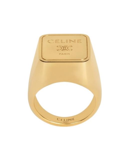 Céline White Triomphe Square Signet Ring
