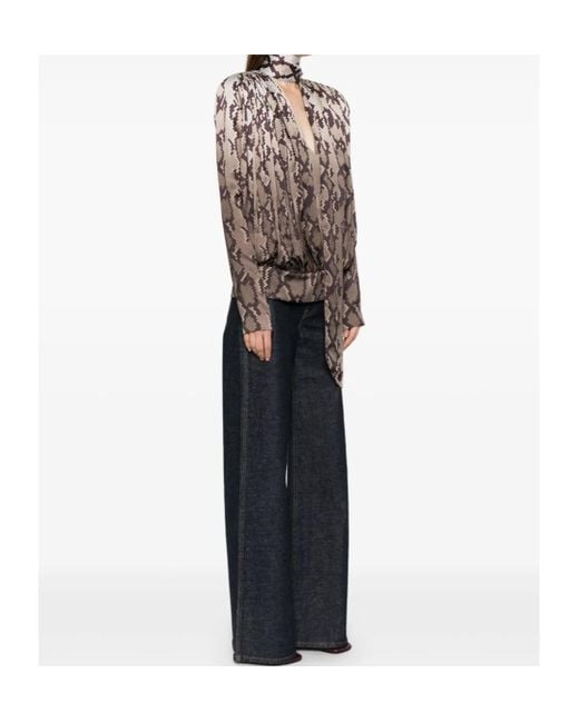 Stella McCartney Brown Tie Snake Print Top