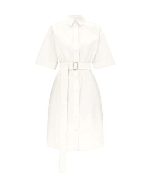 Ferragamo White Cotton And Silk Shirt Dress