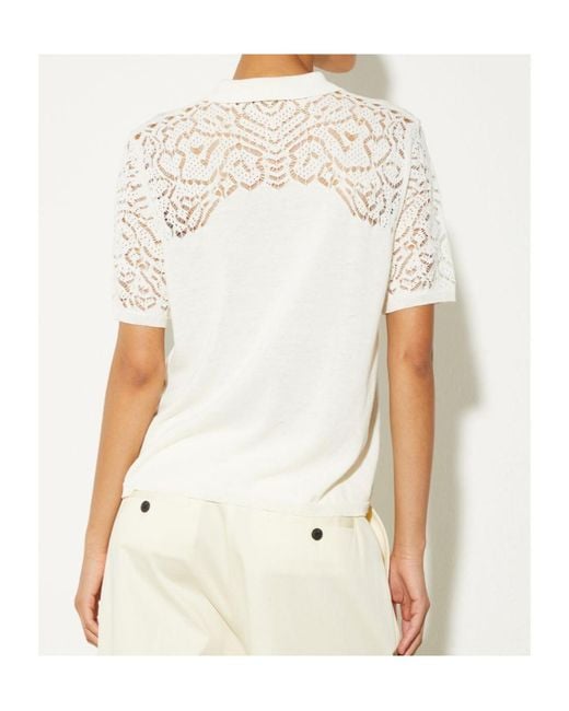 MAX&Co. White Pointelle-Knit Cotton Polo Shirt