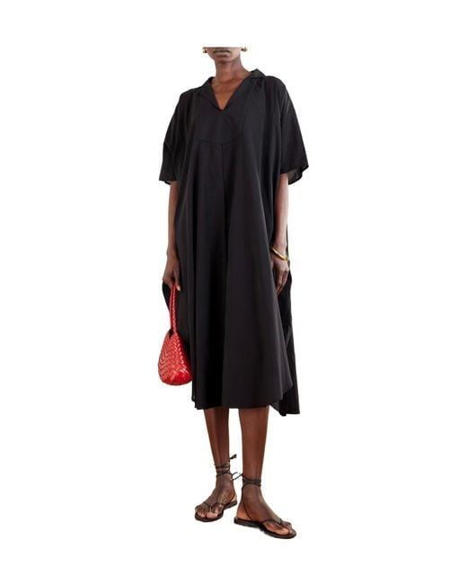 Lisa Marie Fernandez Black Lightweight Cotton Paneled Dress