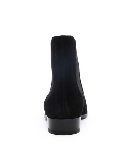 Saint Laurent Black Wyatt 30 Suede Ankle Boots for men