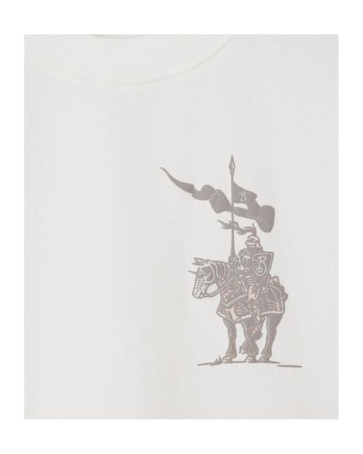 Burberry White Equestrian Knight-Motif T-Shirt