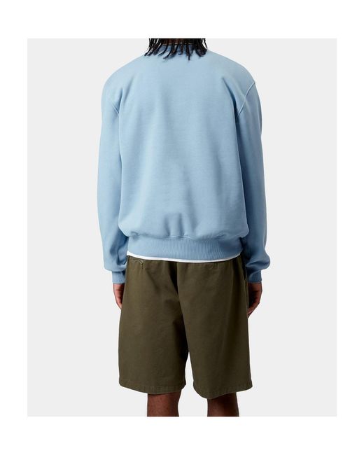 Carhartt Blue Logo Embroidered Crewneck Sweatshirt for men