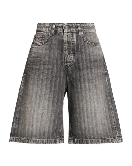 DIESEL Gray Colorful Striped Denim Shorts