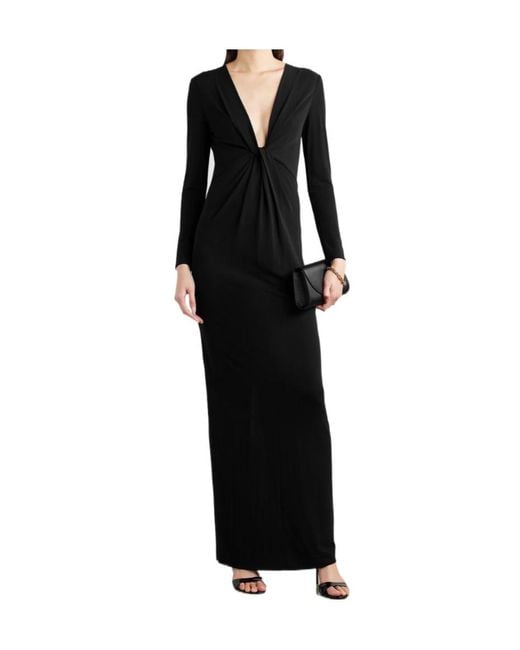 Nili Lotan Black Tavi Twist-Front Jersey Dress
