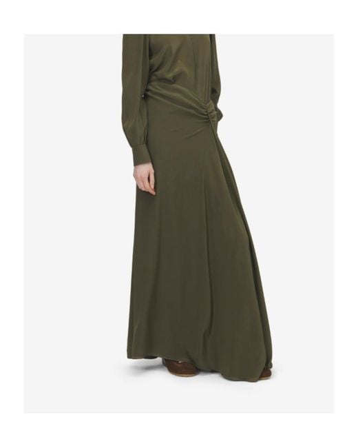 McQueen Green Draped Asymmetric Maxi Skirt