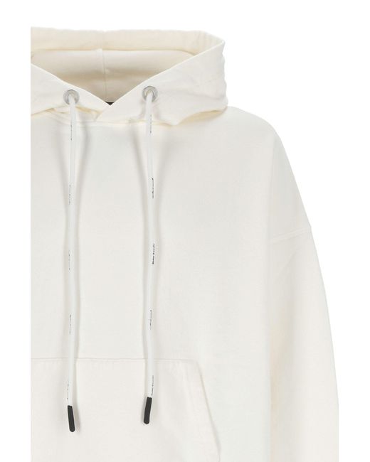 Palm Angels White Logo-Detailed Drawstring Hoodie for men