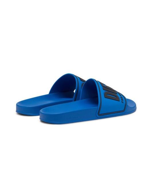 DIESEL Blue Sa-Mayemi Cc Logo Embossed Pool Slides for men