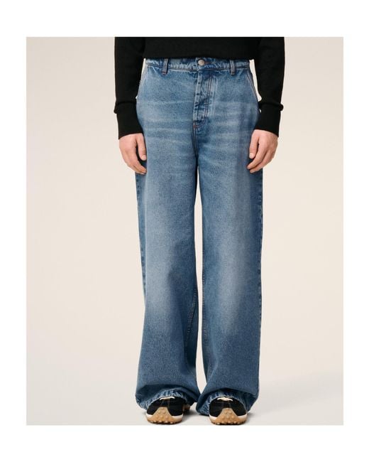 AMI Blue Wide Leg Jeans for men