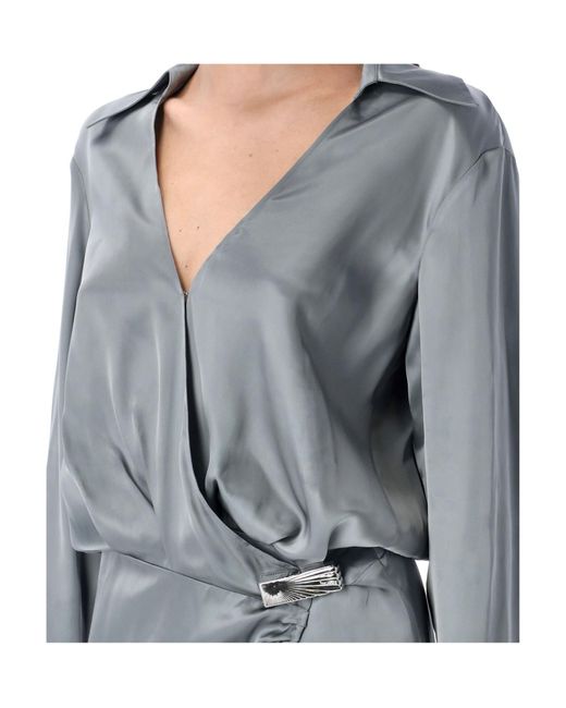 The Attico Gray The Long Chemisier Dress