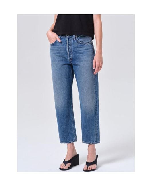 Agolde Blue 90's Crop Mid Rise Straight
