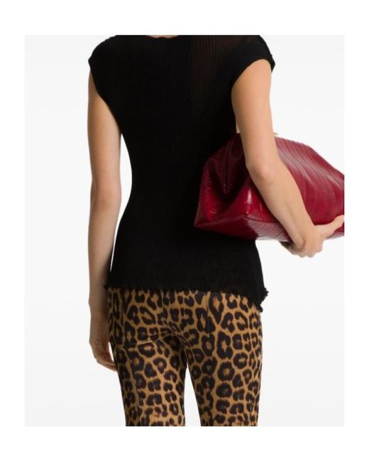 Alberta Ferretti Black Ribbed Knit Top
