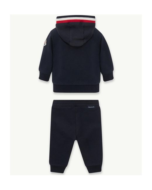 Moncler Blue Tricolor-Trimmed Cotton Sweatsuit Set