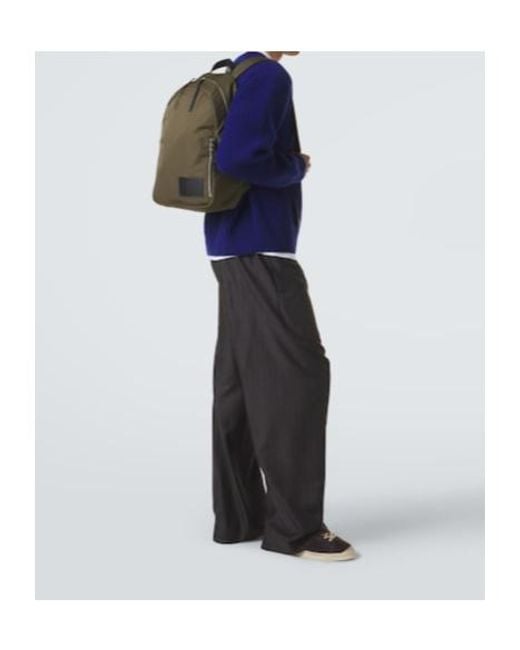 Jil Sander Green Leather-Trimmed Backpack for men