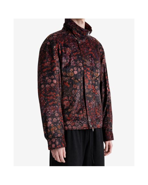 Dries Van Noten Red Floral-Print Jacket for men
