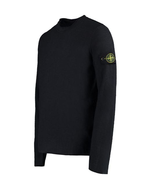 Stone Island Blue Compass Patch Knitted Jumper for men