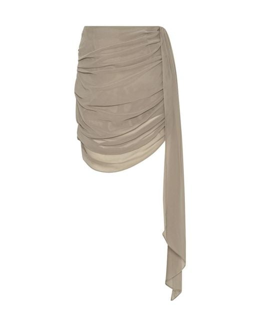 ROTATE BIRGER CHRISTENSEN Natural Chiffon Draped Mini Skirt