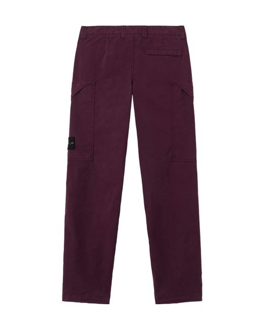Stone Island Purple 3100003 Supima Cotton Cargo Patch-Pocket Trousers for men