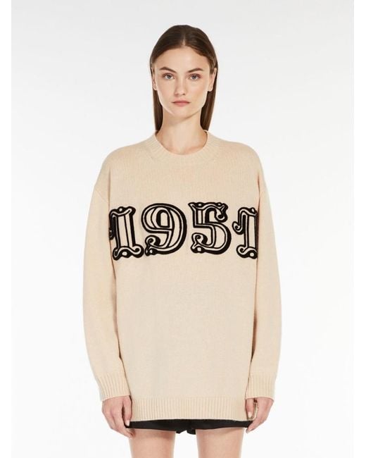 Max Mara Natural Long-Sleeved Knitted Sweater