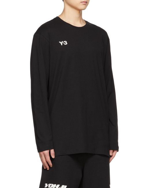 Y-3 Black Logo-Print Long-Sleeve T-Shirt for men