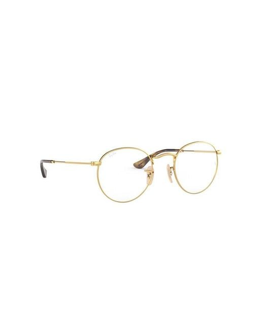 Ray-Ban Natural Round-Frame Metal Glasses for men