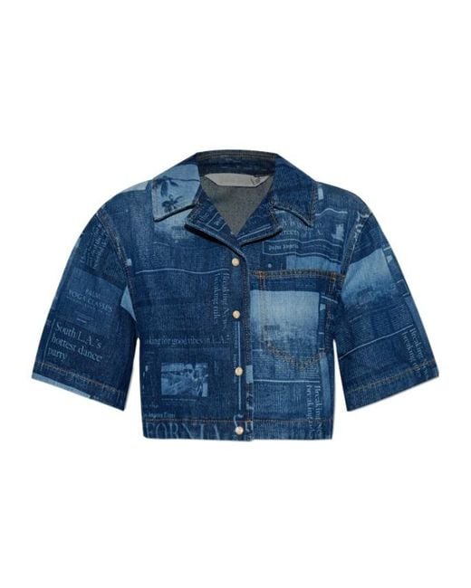 Palm Angels Blue Denim Shirts