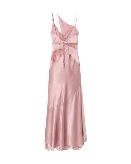Pinko Pink Lace-Trim Twisted-Detail Midi Dress