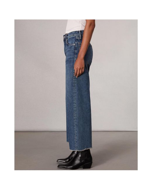 Rag & Bone Blue Logo-Patch Cropped Jeans