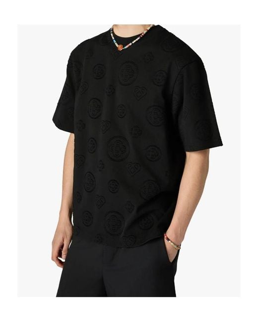 Casablanca Black Monogram Appliqué Oversized T-Shirt for men