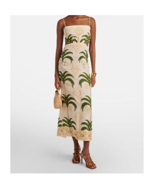 Johanna Ortiz Metallic Printed Cotton And Linen Midi Dress
