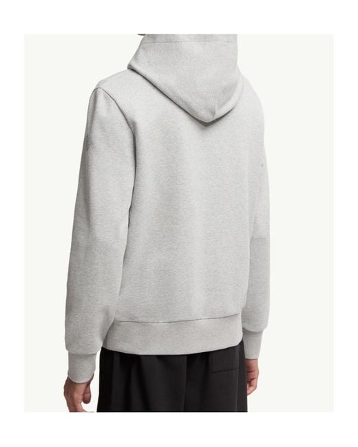 Moncler Gray Embroidered Mountain Logo Cotton Hoodie for men