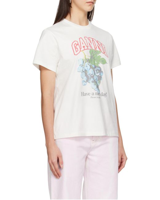 Ganni White Grapes Printed T-Shirt