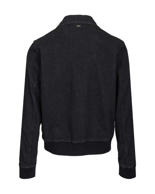 Herno Blue Zip Bomber Denim Jacket for men