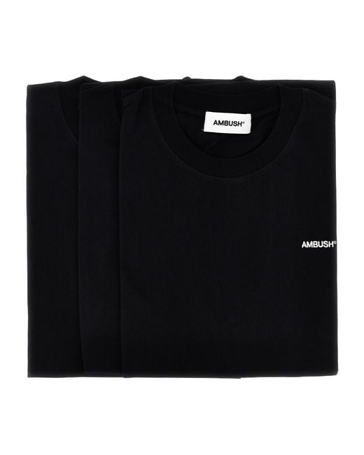 Ambush Black Logo Printed Three Pack T-Shirts for men