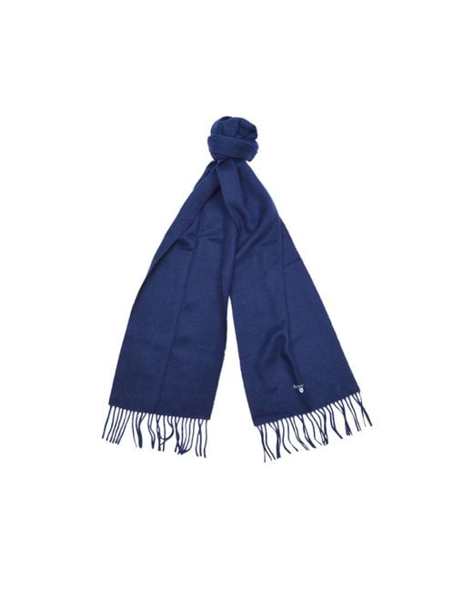 Barbour Blue Solid Color Wool Scarf for men