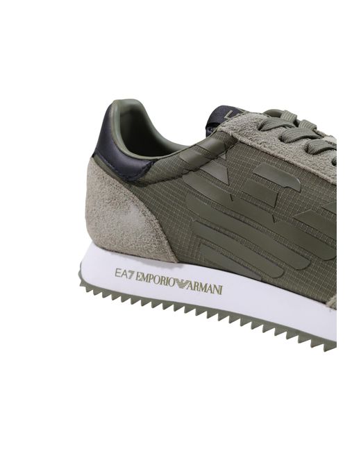 EA7 Gray Lace-Up Low-Top Panelled Casual Sneakers for men