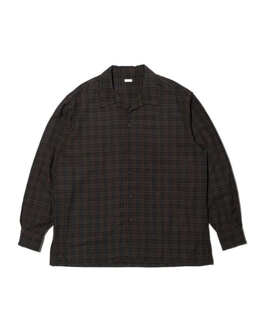 A.PRESSE Black Check-Pattern Slub-Silk Shirt for men