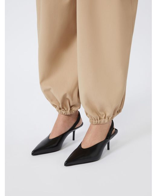 Max Mara Black Leather Slingback Mules With Bow