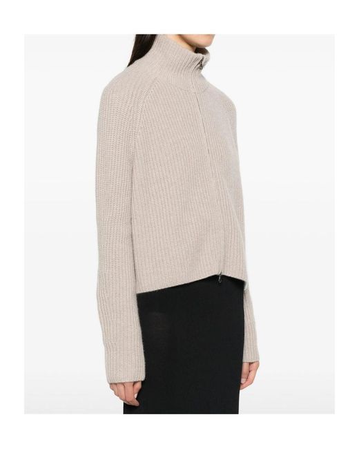 Lisa Yang Natural Long-Sleeve Zip-Up Cardigan