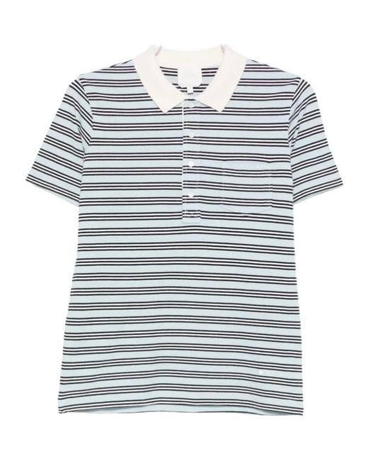 A.P.C. Gray Striped Short-Sleeves Polo Shirt