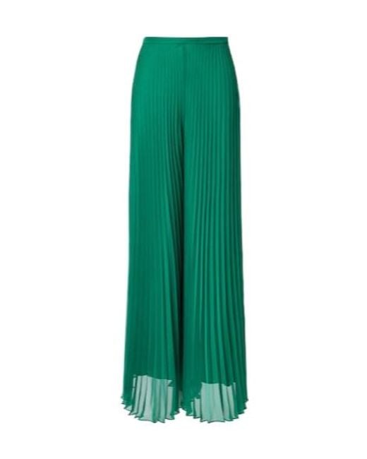 Max Mara Green Grembo Pleated Wide-Leg Pants