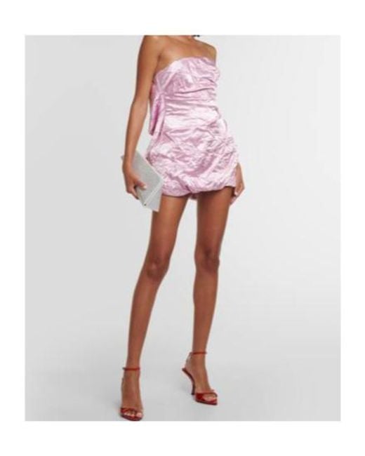 The Attico Pink Strapless Satin Minidress